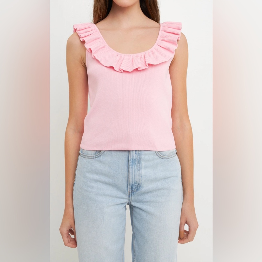 Endless Rose Light Pink Ruffle Tank Top